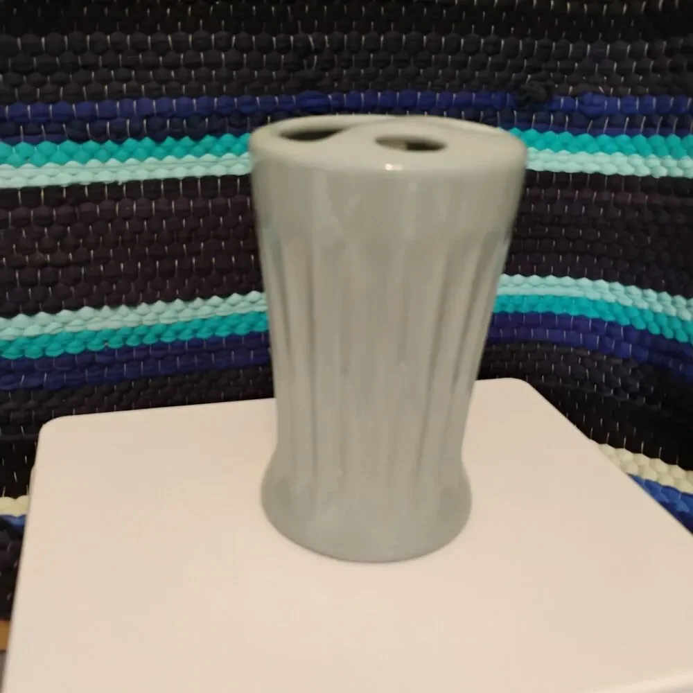 Blue Gray Ceramic Toothbrush Holder